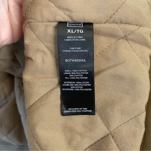 NWT Hunter Women’s Barn Jacket Oversized Quilted Corduroy Collar Tan XL - Picture 10 of 11